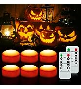 Litake LED Flameless Pumpkin Lights with Remote,Flickering Jack-O-Lantern Lights with Timer,Batte...