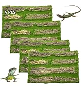 PINVNBY Reptile Terrarium Cork Background, Bearded Dragon Tank Bark Backdrop Wall Decor with Arti...