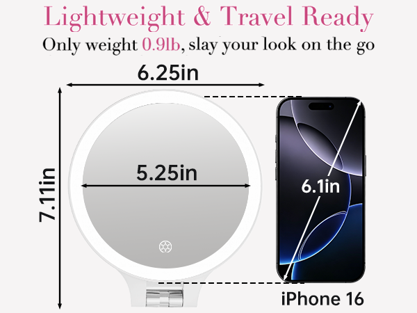 lighteweight and travel ready,travel makeup mirror