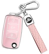 MILD EAST for VW Car Key Fob Cover with Keychain, Soft TPU Car Key Case Shell for Volkswagen Beet...