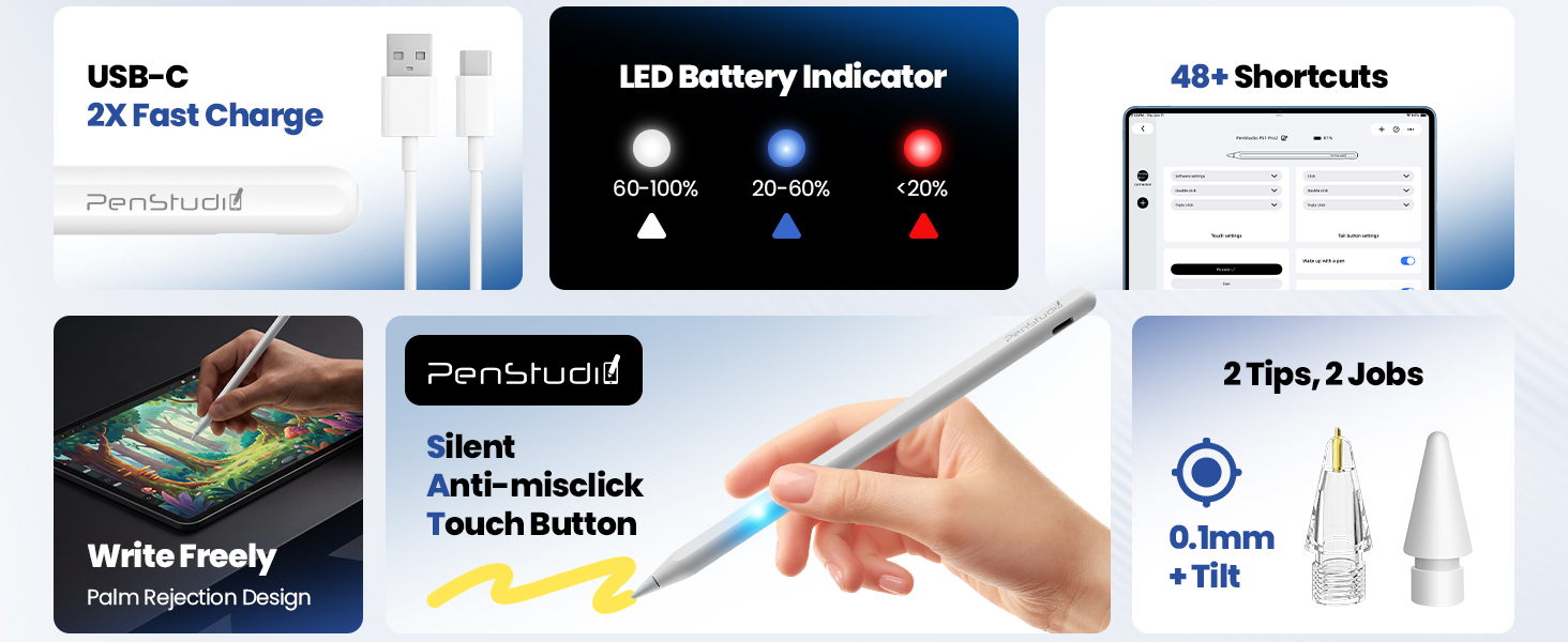 apple pencil for iPad 10th generation usb c usbc pen pro tip replacement air mini charging M2 M4