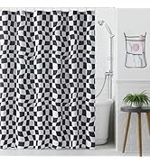 Stitch and Stone Fabric Shower Curtain Set, Polyester Liner with Hanging Bath Caddy Organizer to ...