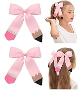 Hair Bows for Girls doboi 2PCS 4.5"Baby Hair Clips Pencil Ribbon Hair Accessories Hair Bow Alliga...