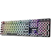Redragon Typewriter Keyboard Wireless, Mechanical Gaming Keyboard, Bluetooth/2.4Ghz/Wired, RGB LE...