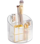 DASITON 3 Slots Makeup Brush Holder, Acrylic Makeup Brush Cup, Vintage Striped Make Up Brush Hold...