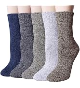 YSense Wool Socks for Women, Crew Boot Socks 5 Pairs | Gifts for Fall Winter, Warm Cozy, Hiking B...