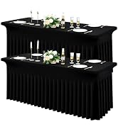 Moosfor Spandex Fitted 6FT Rectangle Tablecloth 2 Pack, Elastic Stretch Wrinkle Resistant Table S...
