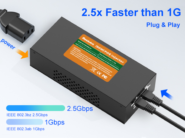 2.5G poe injector 90w poe extender adapter