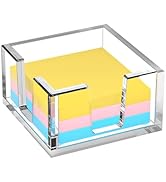 BOSSCASA Acrylic Sticky Note Holder, Self-Stick Note Pad Holder W/O Pads - Note Dispenser Memo Pa...