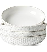 LE TAUCI Pasta Bowls 42oz, Large Salad Bowl, Ceramic Embossment Stoneware Serving Plate for Fruit...