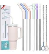 WK ieason 6pcs Reusable Straws for Stanley 40 oz Cup and Tumbler, 12 Inch Long Stainless Steel Re...