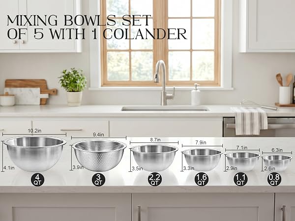 mixing bowl set of 5 large bowl