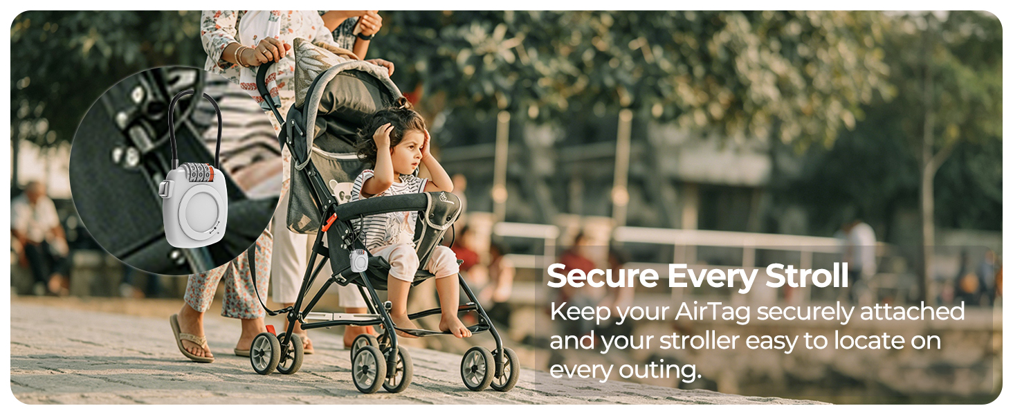 Secure AirTag holder for strollers keeps tracker fixed for easy locating in parks, malls,and travel