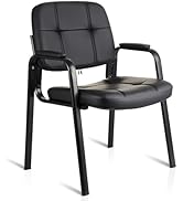 CLATINA Waiting Room Guest Chair with Bonded Leather Padded Arm Rest for Office Reception and Con...