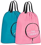 2 Pack Travel Laundry Bag Dirty Clothes Bag with Handles and Aluminum Carabiner, Collapsible Smal...