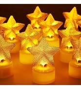6PCS Star Tea Lights Candles(Ironwork), LED Flameless Candles Battery Operated for Holiday Gifts,...
