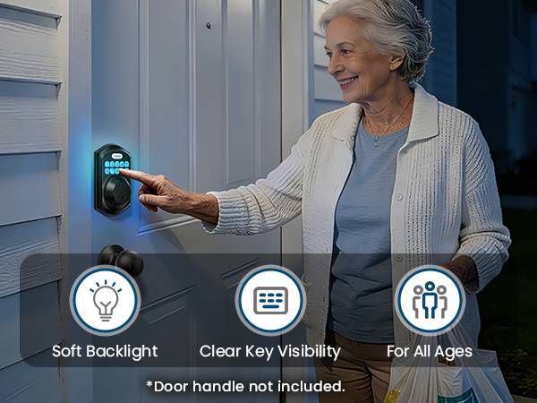 Backlit keypad ensures clear visibility at night, allowing easy and accurate unlocking anytime