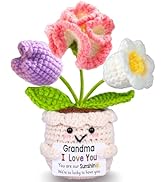 Qunland Gifts for Grandma, Mothers Day Easter Grandma Gifts, Cute Handmade Crochet Positive Tulip...