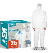 FURWEY Hazmat Suits 25PACK Disposable Protective Coveralls, Heavy Duty Full Body Painters Suit fo...