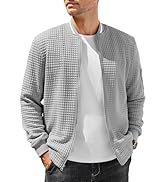 COOFANDY Mens Casual Jackets Lightweight Fall Bomber Jacket Full Zip Knit Sweater Jacket Varsity ...