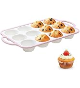 Fimary Silicone Muffin Pans for Baking 1 Pack, 2.6 Inch with Metal Reinforced Frame, Regular Size...