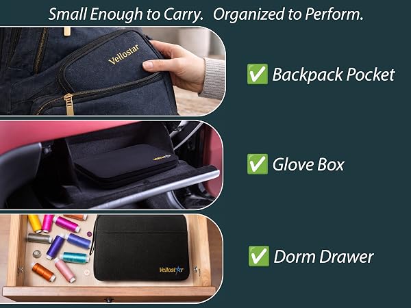 portable sewing kit for travel, glove box, dorm drawer, portability and convenience