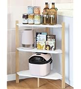 Wisuce Kitchen Counter Shelf Organizer - 3 Tier Spice Rack Free-Standing Bamboo Corner Shelf Coun...