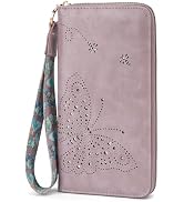 KITEVIUN RFID Wallet Women, Large Capacity Clutch Purses Wristlet Wallets for Women, Ladies Butte...