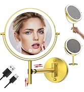 MIROAMZ 8" Rechargeable Lighted Makeup Mirror, Wall Mounted & Tabletop Dual Use, 1X 10X Magnifyin...