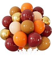 Adeyoo Fall Balloons, 50Pcs Burgundy Gold Balloons for Thanksgiving Decor | 12 Inch Autumn Balloo...