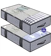 Onlyeasy Foldable Underbed Bags 2 Pack - Blankets Clothes Comforters Storage Bag Breathable Zippe...