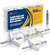 weideer 100Pcs Toggle Bolts 1/8" 3/16" 1/4" Heavy Duty Drywall Anchors and Screws Assortment Set ...