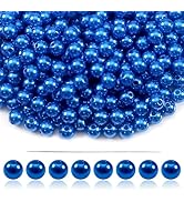 TOAOB 500pcs Pearl Beads for Jewelry Making 8mm Pearl Craft Beads with Holes Blue Round Loose Fau...