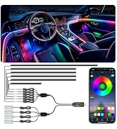 Jushope Interior Car LED Strip Lights, USB Car Ambient Lighting (10 in 1) | Dynamic Dream-color C...