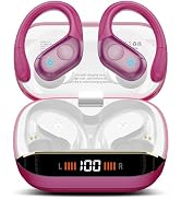 Qecnato Earbuds Bluetooth Headphones Stereo Sports Wireless, Rose Gold | Over Ear Buds with Earho...