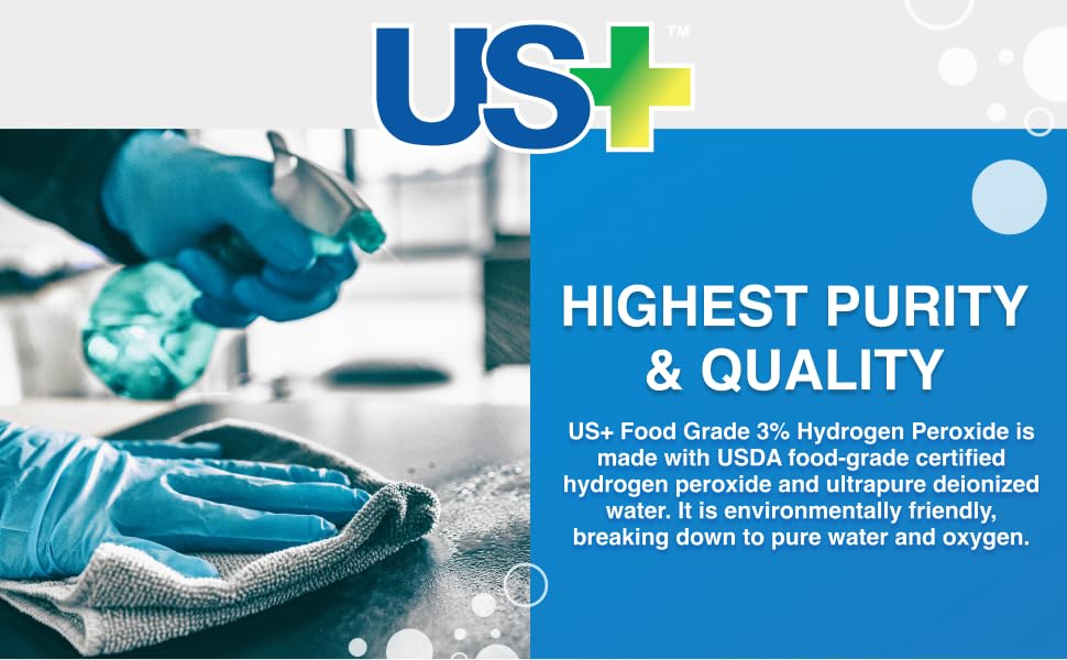 Highest Purity & Quality USDA Food Grade Hydrogen Peroxide 3% pure water and oxygen US+