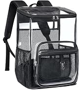 PACKISM Clear Backpack for School - 18 inch Flap Top Extra Large Heavy Duty Bookbag with Back Pad...