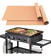 UBeesize 2 Pack Nonstick Copper Grilling Mats for 36 Inch Blackstone Griddle, Resuable Cooking Ma...