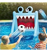 Funscape Kids Soccer Pool Toy, Inflatable Soccer Goal w/Balls, 2-in-1 Kick & Toss Water Pool Game...