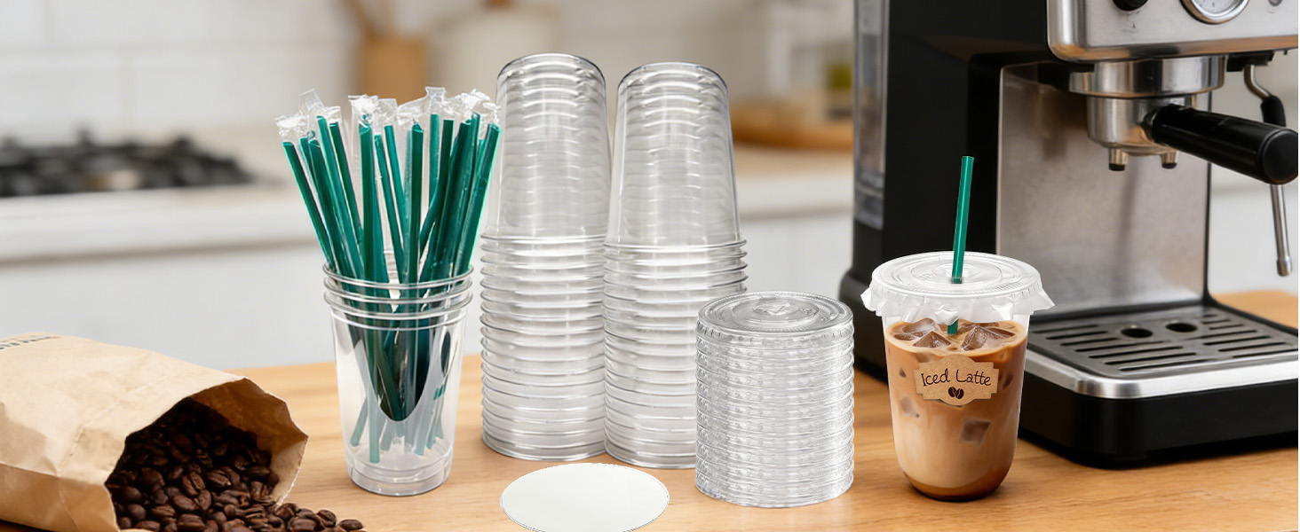 plastic iced coffee cups with lids
