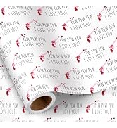 RUSPEPA Funny Valentine's Day Wrapping Paper Roll, Mini Roll, Pew Pew I Love You Lettering with H...