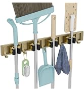 reliahom Broom Holder Wall Mount Mop and Broom Hanger Wall Mounted Garage Storage Rack Kitchen Ga...