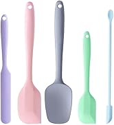DUFEIMOY 5 Piece Multicolor Silicone Spatula Set, Heat Resistant Rubber Spatulas Set, Silicone Ki...