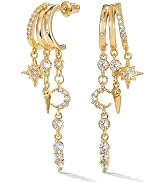 MUMREUES Gold Earrings for Women Trendy 14K Gold Plated Dangle Earrings Small Hoop Huggie Drop St...