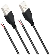 shibagoods USB 2.0 Male 2Pin Pigtail Cable 1.64ft, 24AWG 2A 5V Type A USB Extension Cable,DIY Rep...