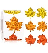Alynta Fall Thanksgiving Maple Leaf Stickers 1000Pcs 1.5 Inch Holographic | 2 Rolls Autumn Label ...
