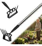 Garden Hoe,2 in 1 Heavy Duty Stirrup Hoe and Cultivator Gardening Tool with 60” Adjustable Long H...