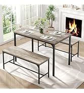 DUMOS Dining Table Set, Dining Table for 4 with Bench, Space-Saving Ideal 4-Person Set for Kitche...