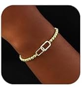 Gold Bracelets for Women 14K Gold Plated Beaded Bracelets Gold Stretch Bead Bracelet Handmade Bal...