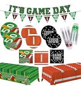 Football Party Decorations Kit for 24: Football Party Supplies Set with Plates, Dessert Plates, N...